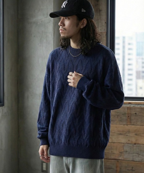 SUGGESTION(サジェッション)の「Jacquard crew neck knit / ジャガードクルーネックニット unisex(ニット/セーター・メンズ・ネイビー/チャコール/アイボリー・M/L)」の5枚目の写真