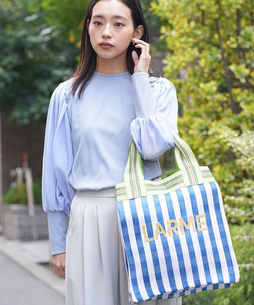 mili an deni(ミリアンデニ)の「スクウェア刺繍ロゴビニールトート(トートバッグ・レディース・ブルー系その他/ブラック/ブルー/ブラック系その他・F)」の1枚目の写真