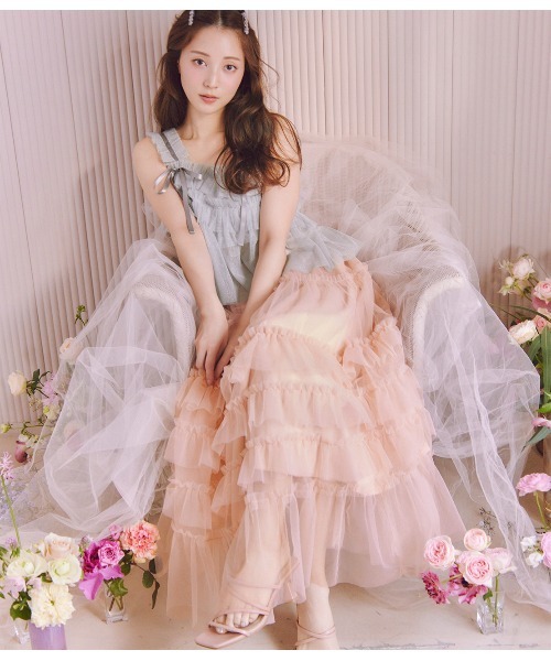 PEACH JOHN（ピーチジョン）の「ボリュームティアードスカート（スカート・レディース・ピンク/ベージュ/モカ・ONE SIZE）」の8枚目の写真