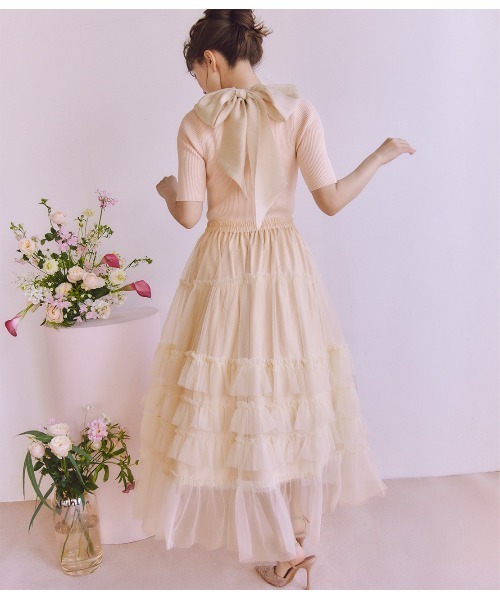 PEACH JOHN（ピーチジョン）の「ボリュームティアードスカート（スカート・レディース・ピンク/ベージュ/モカ・ONE SIZE）」の5枚目の写真
