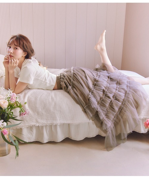 PEACH JOHN（ピーチジョン）の「ボリュームティアードスカート（スカート・レディース・ピンク/ベージュ/モカ・ONE SIZE）」の20枚目の写真