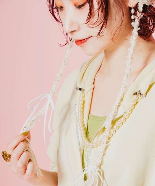 OVERRIDE（オーバーライド）の「OVERRIDE x pan TWINKLE CLOCHE / オーバーライド（ニットキャップ/ビーニー・レディース・ピンク/ホワイト・57~59cm）」の5枚目の写真