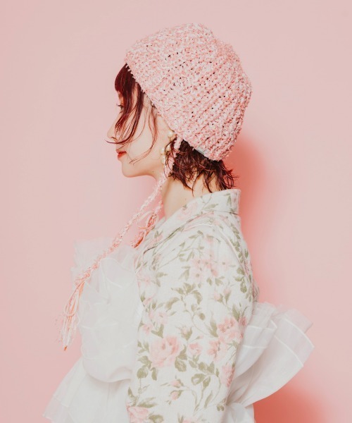 OVERRIDE（オーバーライド）の「OVERRIDE x pan TWINKLE CLOCHE / オーバーライド（ニットキャップ/ビーニー・レディース・ピンク/ホワイト・57~59cm）」の16枚目の写真