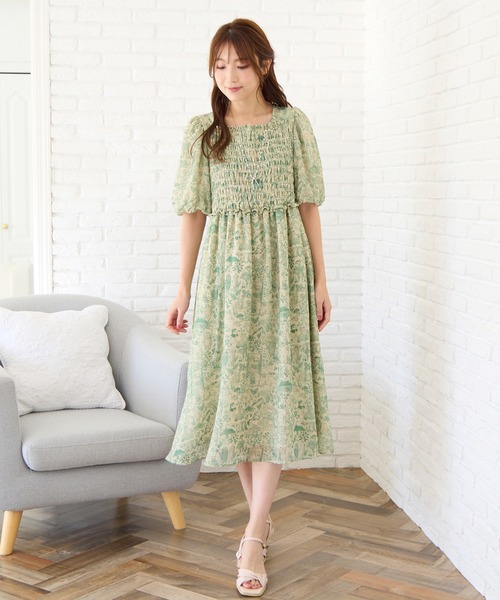Jolly Poupee(ジョリープッペ)の「【22fabric】アニマルプリント/ワンピース(ワンピース・レディース・ピンク/ベージュ・46/42/38)」の1枚目の写真