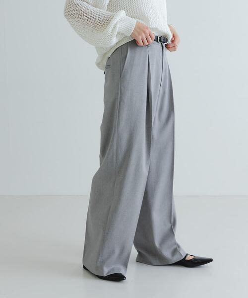 URBAN RESEARCH(アーバンリサーチ)の「『UVカット/吸水速乾/イージーケア』『UR TECH DRYLUXE』ツイードワイドパンツ(その他パンツ・レディース・ベージュ/グレー・36/38)」の2枚目の写真