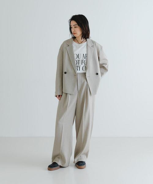 URBAN RESEARCH(アーバンリサーチ)の「『UVカット/吸水速乾/イージーケア』『UR TECH DRYLUXE』ツイードワイドパンツ(その他パンツ・レディース・ベージュ/グレー・36/38)」の9枚目の写真