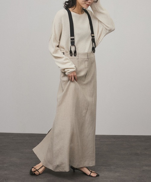 WEB限定】ヨーロピアンフラックスリネンサスペンダースカート
