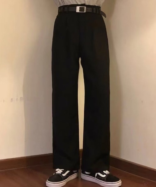 セール】フロントタックワイドスラックスパンツ（スラックス