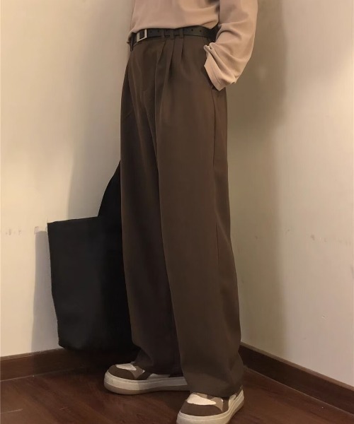 link lot(リンクロット)の「フロントタックワイドスラックスパンツ(スラックス・メンズ・ブラウン/グレー/ブラック・L/M)」の15枚目の写真