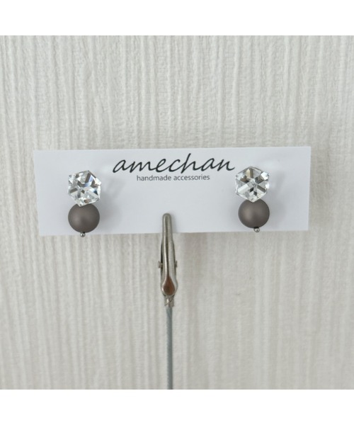 tone（トーン）の「【amechan】一粒（ピアス）(MA)（ピアス（両耳用）・レディース・グレー/ホワイト/ブラウン・FREE）」の11枚目の写真