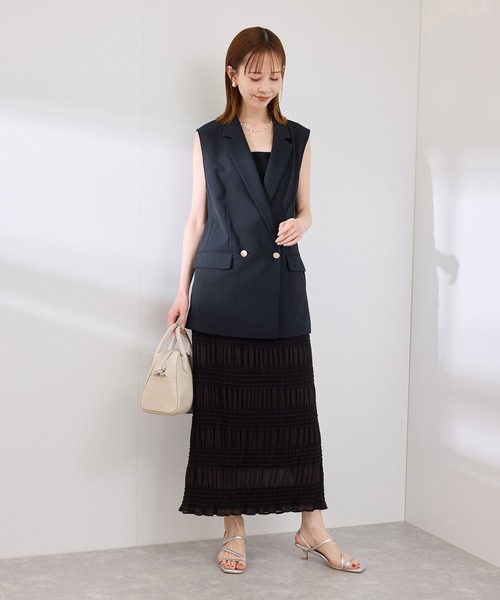 ROPE' PICNIC（ロペピクニック）の「カナパ スリーブレスジレ/セットアップ対応・UV・抗菌防臭・接触冷感（ベスト・レディース・ネイビー/グリーン系その他/ベージュ・38）」の5枚目の写真