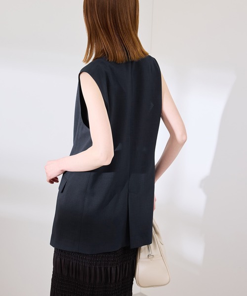 ROPE' PICNIC（ロペピクニック）の「カナパ スリーブレスジレ/セットアップ対応・UV・抗菌防臭・接触冷感（ベスト・レディース・ネイビー/グリーン系その他/ベージュ・38）」の8枚目の写真