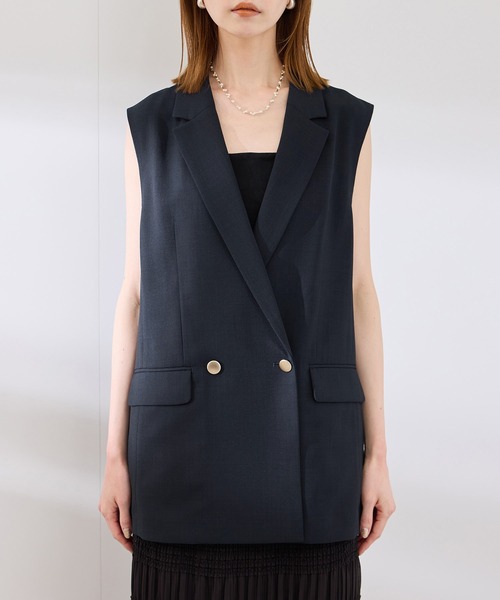 ROPE' PICNIC（ロペピクニック）の「カナパ スリーブレスジレ/セットアップ対応・UV・抗菌防臭・接触冷感（ベスト・レディース・ネイビー/グリーン系その他/ベージュ・38）」の9枚目の写真