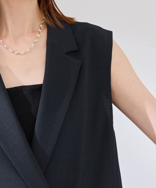 ROPE' PICNIC（ロペピクニック）の「カナパ スリーブレスジレ/セットアップ対応・UV・抗菌防臭・接触冷感（ベスト・レディース・ネイビー/グリーン系その他/ベージュ・38）」の13枚目の写真