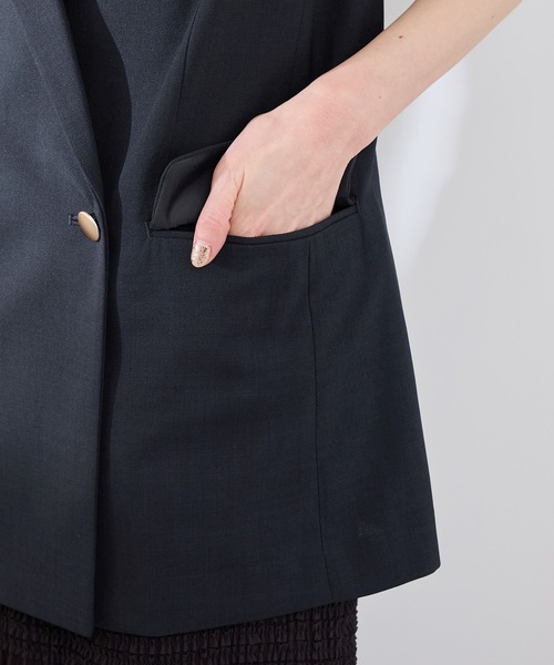 ROPE' PICNIC（ロペピクニック）の「カナパ スリーブレスジレ/セットアップ対応・UV・抗菌防臭・接触冷感（ベスト・レディース・ネイビー/グリーン系その他/ベージュ・38）」の15枚目の写真