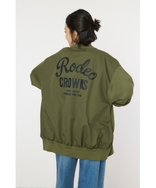 RODEO CROWNS WIDE BOWL(ロデオクラウンズワイドボウル)の「スウェットライクドッキングニットカーディガン(カーディガン/ボレロ・レディース・ライトカーキ/グレー×ホワイト/ブラック・FREE)」の3枚目の写真