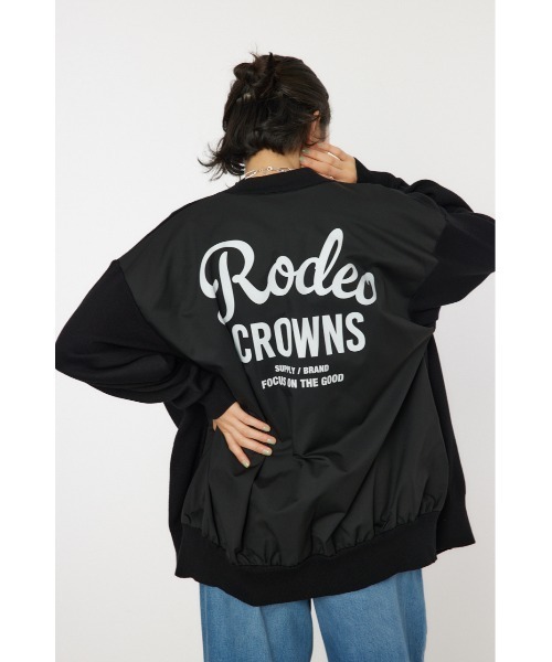 RODEO CROWNS WIDE BOWL(ロデオクラウンズワイドボウル)の「スウェットライクドッキングニットカーディガン(カーディガン/ボレロ・レディース・ライトカーキ/グレー×ホワイト/ブラック・FREE)」の6枚目の写真