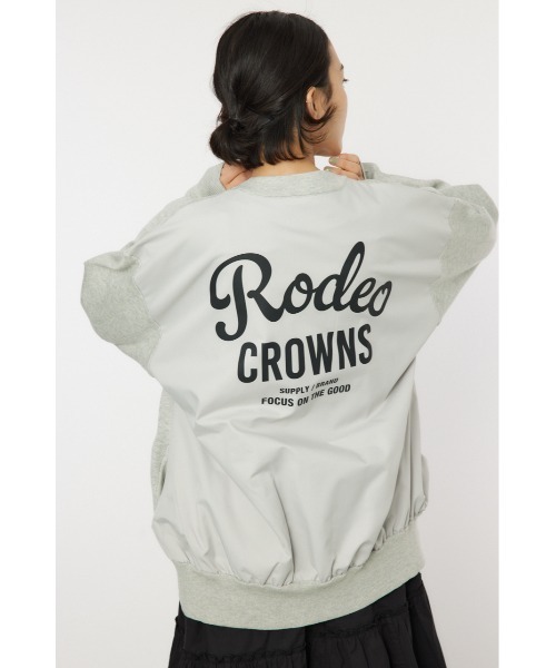 RODEO CROWNS WIDE BOWL(ロデオクラウンズワイドボウル)の「スウェットライクドッキングニットカーディガン(カーディガン/ボレロ・レディース・ライトカーキ/グレー×ホワイト/ブラック・FREE)」の11枚目の写真