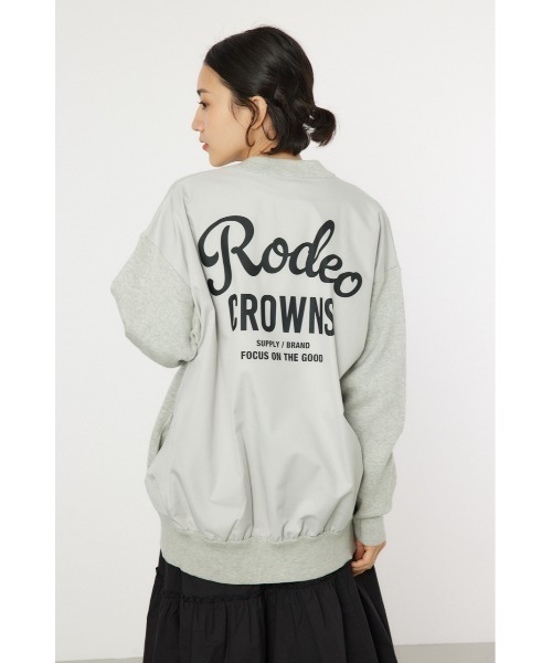 RODEO CROWNS WIDE BOWL(ロデオクラウンズワイドボウル)の「スウェットライクドッキングニットカーディガン(カーディガン/ボレロ・レディース・ライトカーキ/グレー×ホワイト/ブラック・FREE)」の12枚目の写真