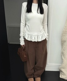 MEMECLE（メメクル）の「【 MEMECLE / メメクル 】裾フリルレイヤード 長袖トップス（Tシャツ/カットソー）」