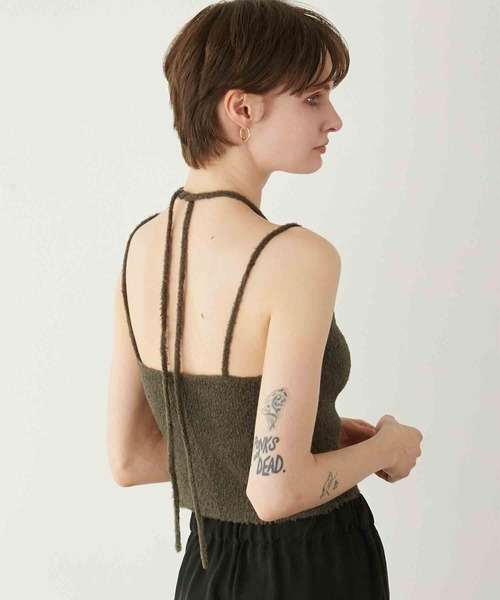 LA PEAU DE GEM】shining feather knit cami/シャイニング