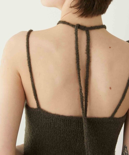 LA PEAU DE GEM（ラポドゥジェム）の「【LA PEAU DE GEM】shining feather knit cami/シャイニングフェザーニットキャミ（キャミソール・レディース・ブラック/カーキ・FREE）」の12枚目の写真