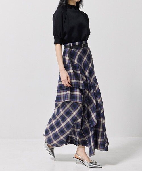 UNITED TOKYO アシンメトリープリーツジャガードスカート UNITED TOKYO（ユナイテッドトウキョウ）の「プリーツスイッチング