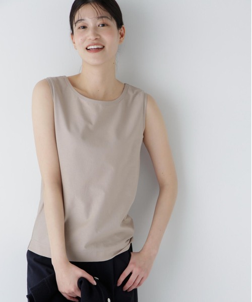 human woman（ヒューマンウーマン）の「◆麻混タンクトップ（タンクトップ・レディース・ベージュ/ブルー・MEDIUM）」の2枚目の写真