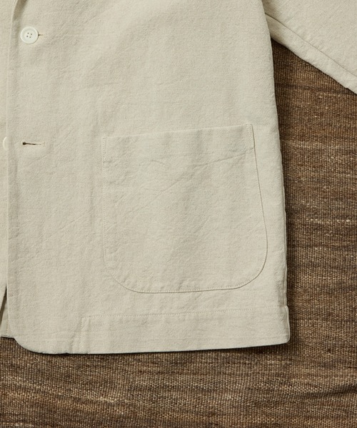 WILD LIFE TAILOR Adam et Rope'（ワイルドテーラーアダムエロペ　）の「【WILD LIFE TAILOR】コットンリネン オックス ジャケット / セットアップ対応（テーラードジャケット・メンズ・キナリ/ブラック・L/M）」の5枚目の写真