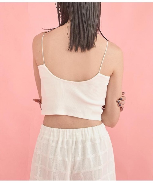 Settimissimo（セッティミッシモ）の「カップ付き バックラウンド ショート キャミソール（キャミソール・レディース・ブラック/オフホワイト・FREE）」の2枚目の写真