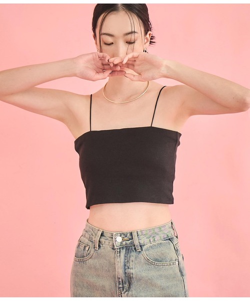 Settimissimo（セッティミッシモ）の「カップ付き バックラウンド ショート キャミソール（キャミソール・レディース・ブラック/オフホワイト・FREE）」の14枚目の写真