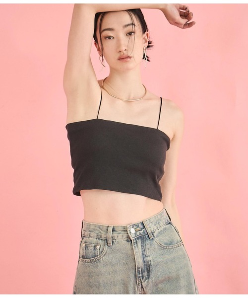 Settimissimo（セッティミッシモ）の「カップ付き バックラウンド ショート キャミソール（キャミソール・レディース・ブラック/オフホワイト・FREE）」の15枚目の写真