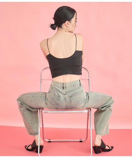 Settimissimo（セッティミッシモ）の「カップ付き バックラウンド ショート キャミソール（キャミソール・レディース・ブラック/オフホワイト・FREE）」の17枚目の写真