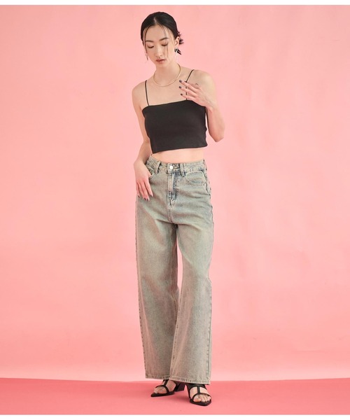 Settimissimo（セッティミッシモ）の「カップ付き バックラウンド ショート キャミソール（キャミソール・レディース・ブラック/オフホワイト・FREE）」の9枚目の写真