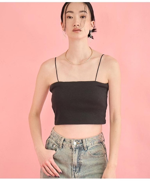 Settimissimo（セッティミッシモ）の「カップ付き バックラウンド ショート キャミソール（キャミソール・レディース・ブラック/オフホワイト・FREE）」の13枚目の写真