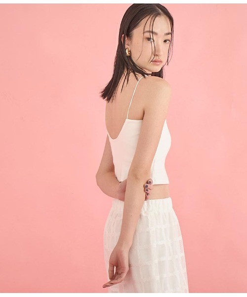 Settimissimo（セッティミッシモ）の「カップ付き バックラウンド ショート キャミソール（キャミソール・レディース・ブラック/オフホワイト・FREE）」の19枚目の写真