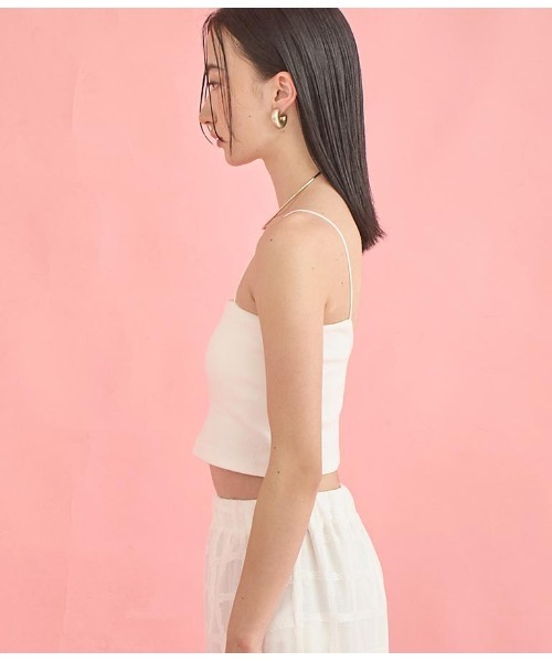 Settimissimo（セッティミッシモ）の「カップ付き バックラウンド ショート キャミソール（キャミソール・レディース・ブラック/オフホワイト・FREE）」の3枚目の写真