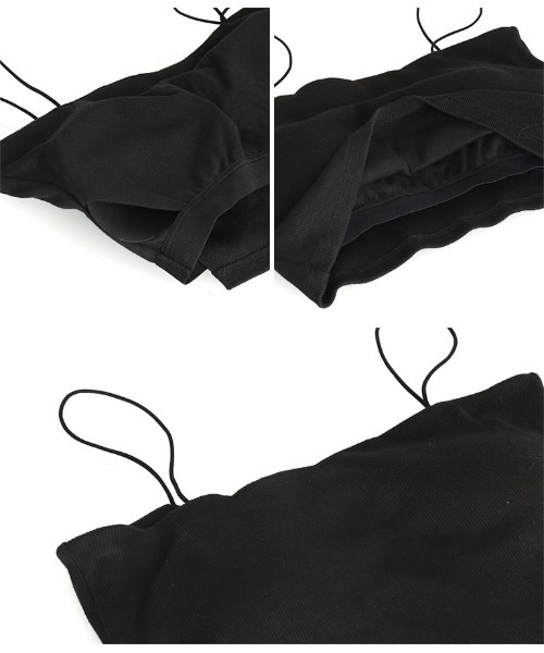 Settimissimo（セッティミッシモ）の「カップ付き バックラウンド ショート キャミソール（キャミソール・レディース・ブラック/オフホワイト・FREE）」の5枚目の写真