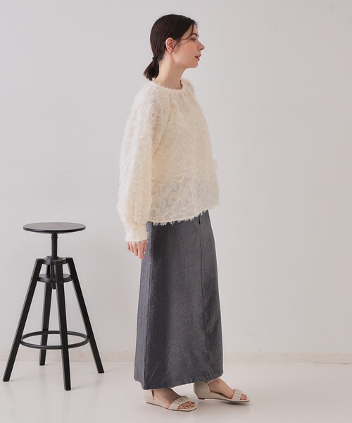 OPAQUE.CLIP（オペークドットクリップ）の「《VERY掲載》フリンジジャカードブラウス【洗濯機洗い可】（シャツ/ブラウス・レディース・ライトグリーン/オフホワイト/チャコールグレー・38/40/42）」の6枚目の写真