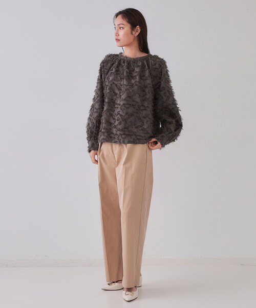 OPAQUE.CLIP（オペークドットクリップ）の「《VERY掲載》フリンジジャカードブラウス【洗濯機洗い可】（シャツ/ブラウス・レディース・ライトグリーン/オフホワイト/チャコールグレー・38/40/42）」の9枚目の写真