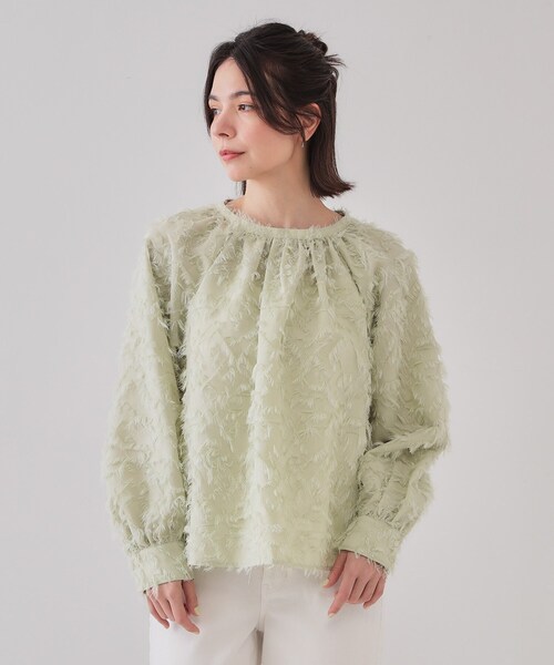 OPAQUE.CLIP（オペークドットクリップ）の「《VERY掲載》フリンジジャカードブラウス【洗濯機洗い可】（シャツ/ブラウス・レディース・ライトグリーン/オフホワイト/チャコールグレー・38/40/42）」の16枚目の写真