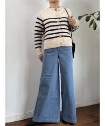 Day and Grade | 【レトロワイド高まる】フロントボタン ワイドデニムパンツ / ライトブルー / マキシ丈(デニムパンツ)