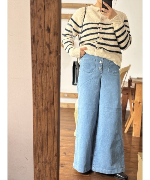 Day and Grade（デイアンドグレイド）の「【レトロワイド高まる】フロントボタン ワイドデニムパンツ / ライトブルー / マキシ丈（デニムパンツ・レディース・ブルー・FREE）」の12枚目の写真