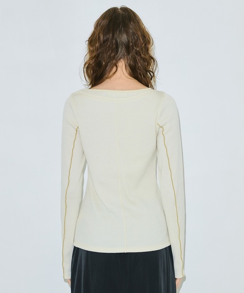 PUBLIC TOKYO（パブリックトウキョウ）の「ドロウアークリブTOP（Tシャツ/カットソー・レディース・アイボリー/ブラック/イエロー・FREE）」の8枚目の写真