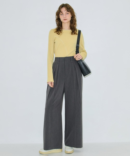 PUBLIC TOKYO（パブリックトウキョウ）の「ドロウアークリブTOP（Tシャツ/カットソー・レディース・アイボリー/ブラック/イエロー・FREE）」の11枚目の写真