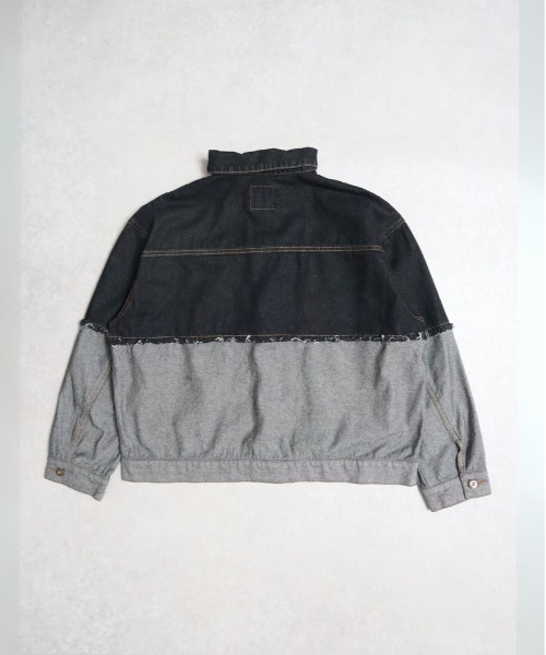 Right-on（ライトオン）の「【POWER TO THE PEOPLE】「WEB限定」リメイクデニムジャケット（デニムジャケット・メンズ・ネイビー/ブラック/サックスブルー・M/L/XL）」の4枚目の写真