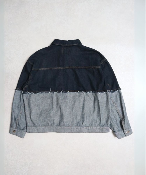 Right-on（ライトオン）の「【POWER TO THE PEOPLE】「WEB限定」リメイクデニムジャケット（デニムジャケット・メンズ・ネイビー/ブラック/サックスブルー・M/L/XL）」の6枚目の写真