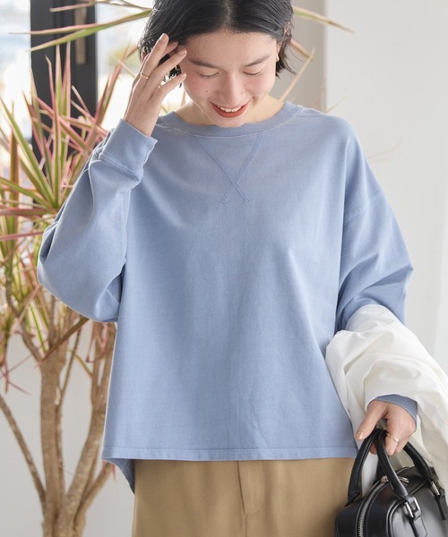 AMERICAN HOLIC(アメリカンホリック)の「ピグメント加工裏毛ルーズプルオーバー(Tシャツ/カットソー・レディース・ブルー/チャコールグレー/イエロー/ピンク・M/L)」の17枚目の写真