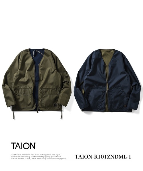 TAION(タイオン)の「【TAION(タイオン)】〈ユニセックス〉ノンダウン ミリタリー リバーシブル Vネック カーディガン(カーディガン/ボレロ・メンズ・ダークネイビー/ダークグリーン系/ダークオリーブ/ブラック/オフホワイト/その他3・L/S/M/XL/XS)」の3枚目の写真
