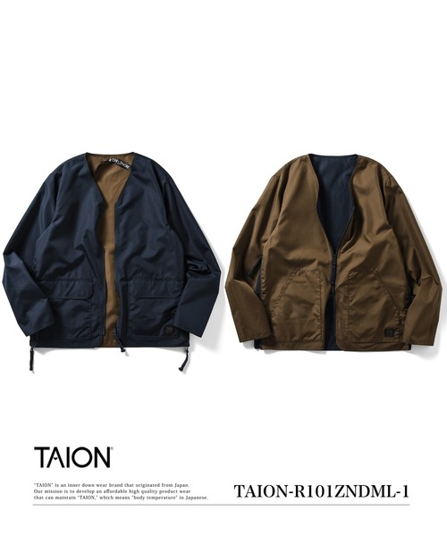 TAION(タイオン)の「【TAION(タイオン)】〈ユニセックス〉ノンダウン ミリタリー リバーシブル Vネック カーディガン(カーディガン/ボレロ・メンズ・ダークネイビー/ダークグリーン系/ダークオリーブ/ブラック/オフホワイト/その他3・L/S/M/XL/XS)」の5枚目の写真